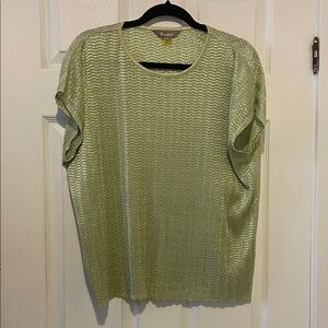 Tanjay light lime green plisse tee blouse top